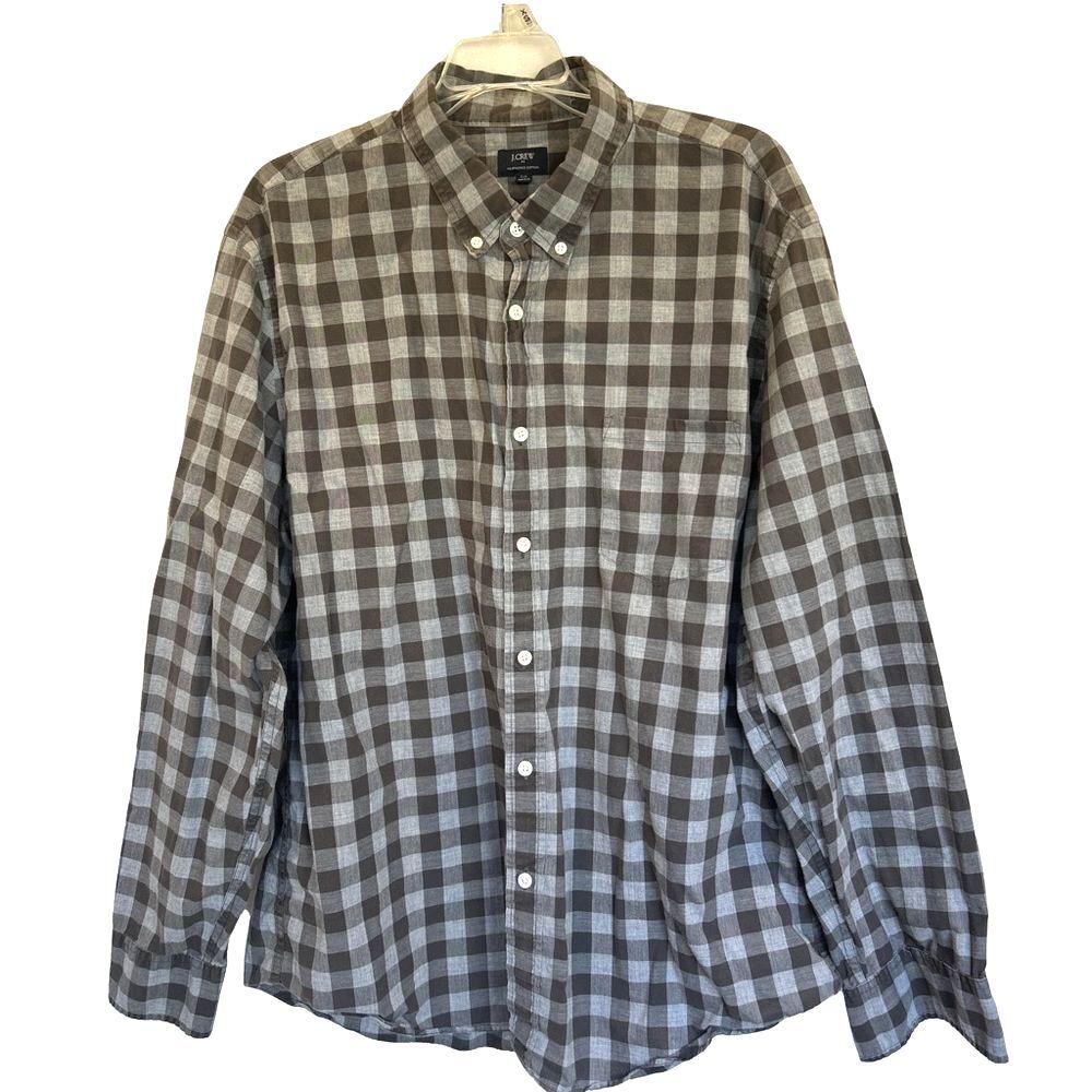 J. Crew Brown & Gray plaid Heathered Cotton button Down